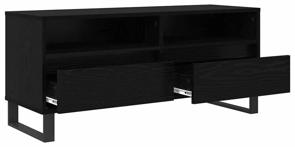 vidaXL Ντουλάπι TV με συρτάρι Μαύρη Οξυά 100 x 34,5 x 44,5 εκ.