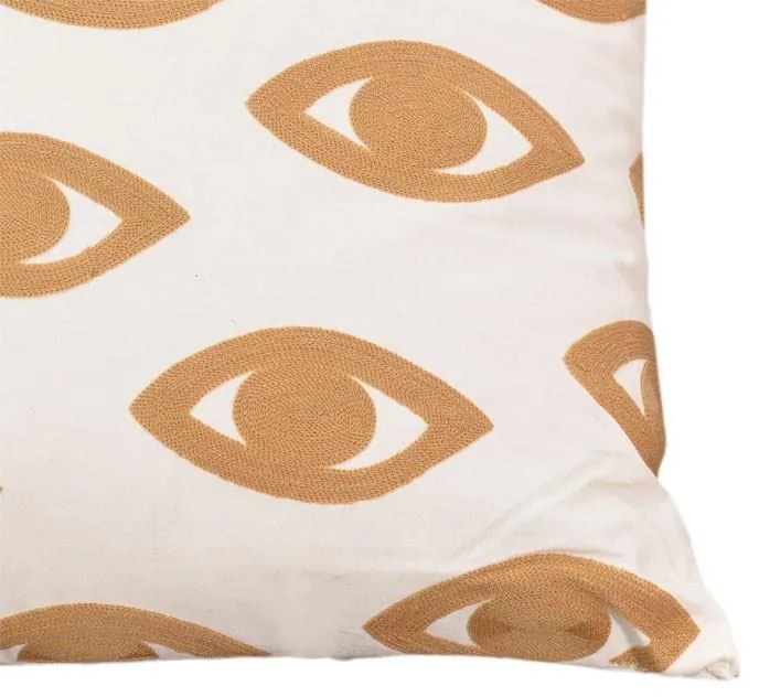 Μαξιλάρι Eyes Inart φυσικό-λευκό ύφασμα 45x45x2.5εκ 45x2.5x45 εκ.