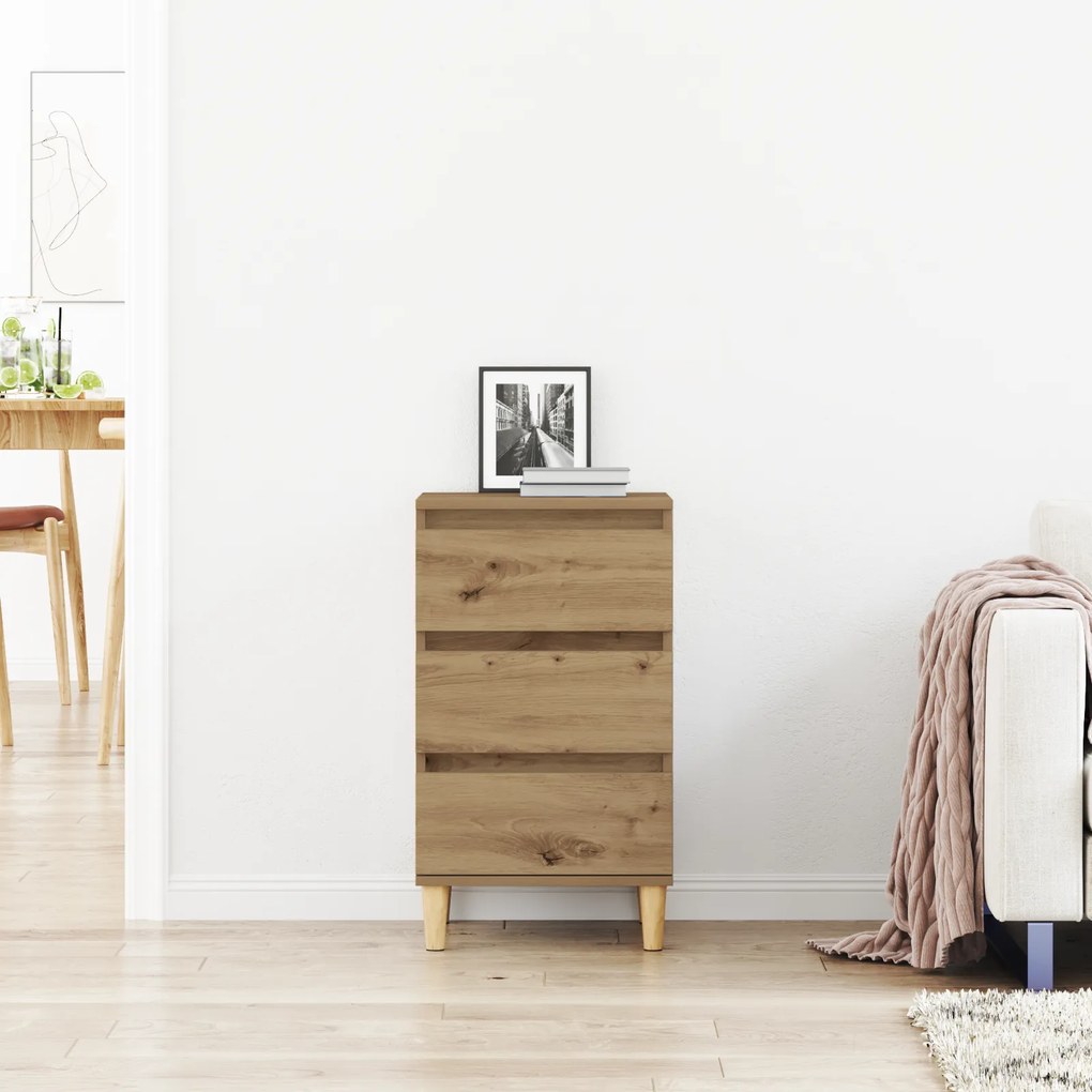 vidaXL Κομοδίνο Καλλιτέχνη από Δρυ 40x35x70 εκ. Επεξεργασμένο Ξύλο