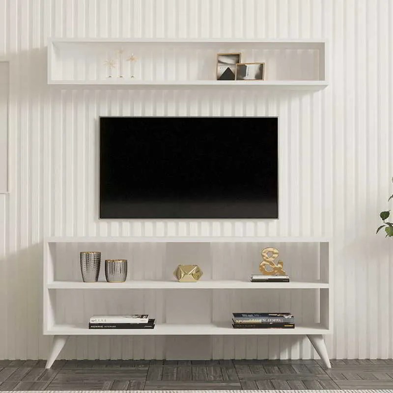Σύνθετο σαλονιού Prestige pakoworld σε λευκή απόχρωση 120x29,6x50εκ