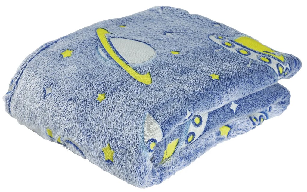 Κουβέρτα Φωσφοριζέ Fleece Κούνιας 110x150εκ. Relax 4863 Κίτρινη-Μπλε Das Baby