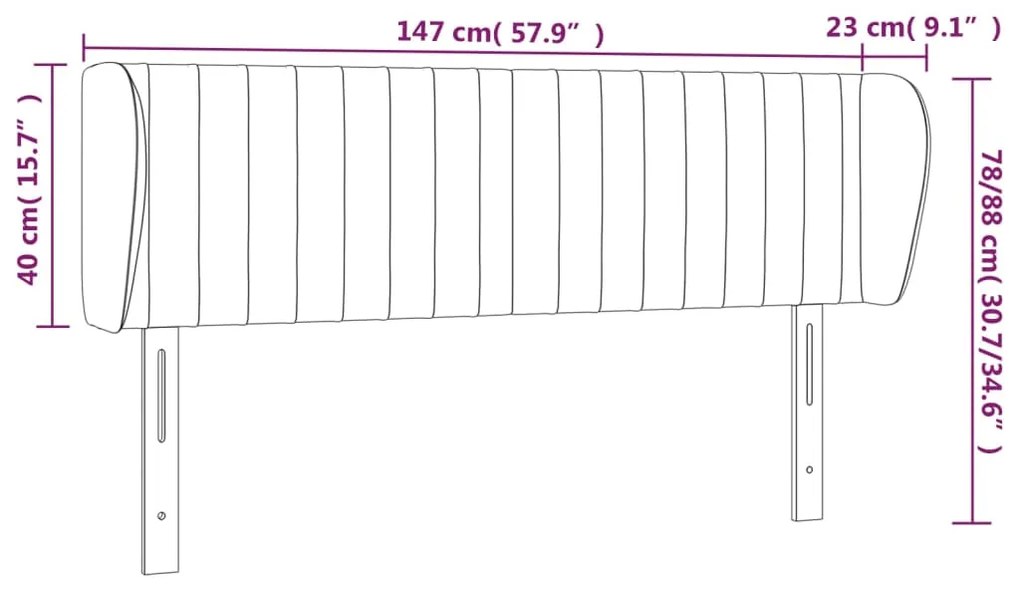 Κεφαλάρι με Πτερύγια Σκούρο Γκρι 147 x 23 x 78/88εκ. Υφασμάτινο 3117381