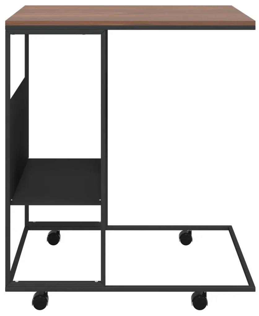 Βοηθητικό Τραπέζι με Ρόδες Μαύρο 55 x 36 x 63,5 εκ. Επεξ. Ξύλο - Μαύρο