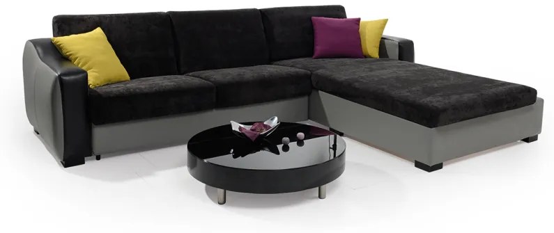 Γωνιακός καναπές κρεβάτι Flex, μαύρο - γκρι, 297x84x216cm Αναστρέψιμος –SMA-TED-035