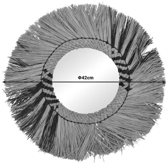 Καθρέπτης Cielro Inart mendong σε φυσική απόχρωση Φ42x6εκ - 337-000041