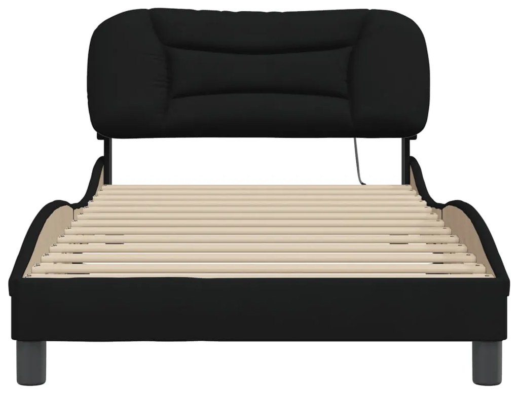 vidaXL Σκελετός Κρεβατιού Χωρίς Στρώμα Hvar Μαύρο 100x200 εκ. Υφασμάτινο
