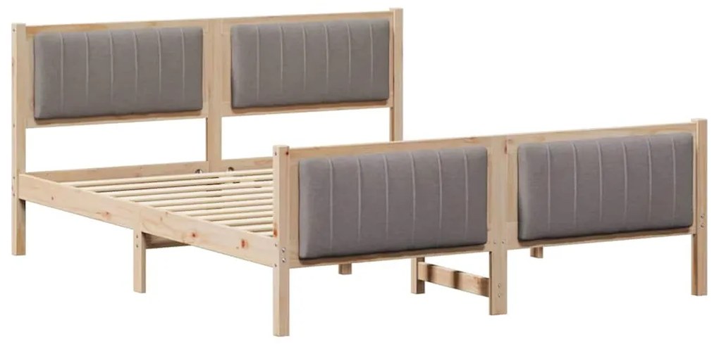 vidaXL Σκελετός Κρεβατιού με κεφαλάρι Καφέ και ταμπά 150 x 200 cm