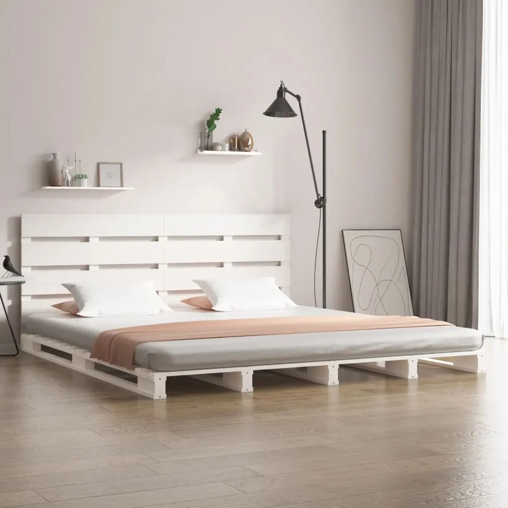 vidaXL Σκελετός Κρεβ. Χωρίς Στρώμα Λευκό 135x190 εκ Μασίφ Πεύκο