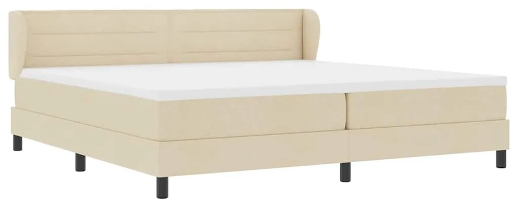 vidaXL Κρεβάτι box spring με στρώμα με στρώμα Κρεμ 200 x 200 cm ύφασμα