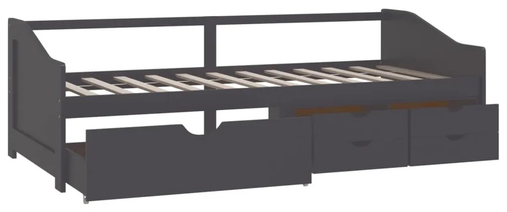 vidaXL Καναπές Κρεβάτι 3 Θέσεων με Συρτάρια Γκρι 90x200 εκ Μασίφ Πεύκο