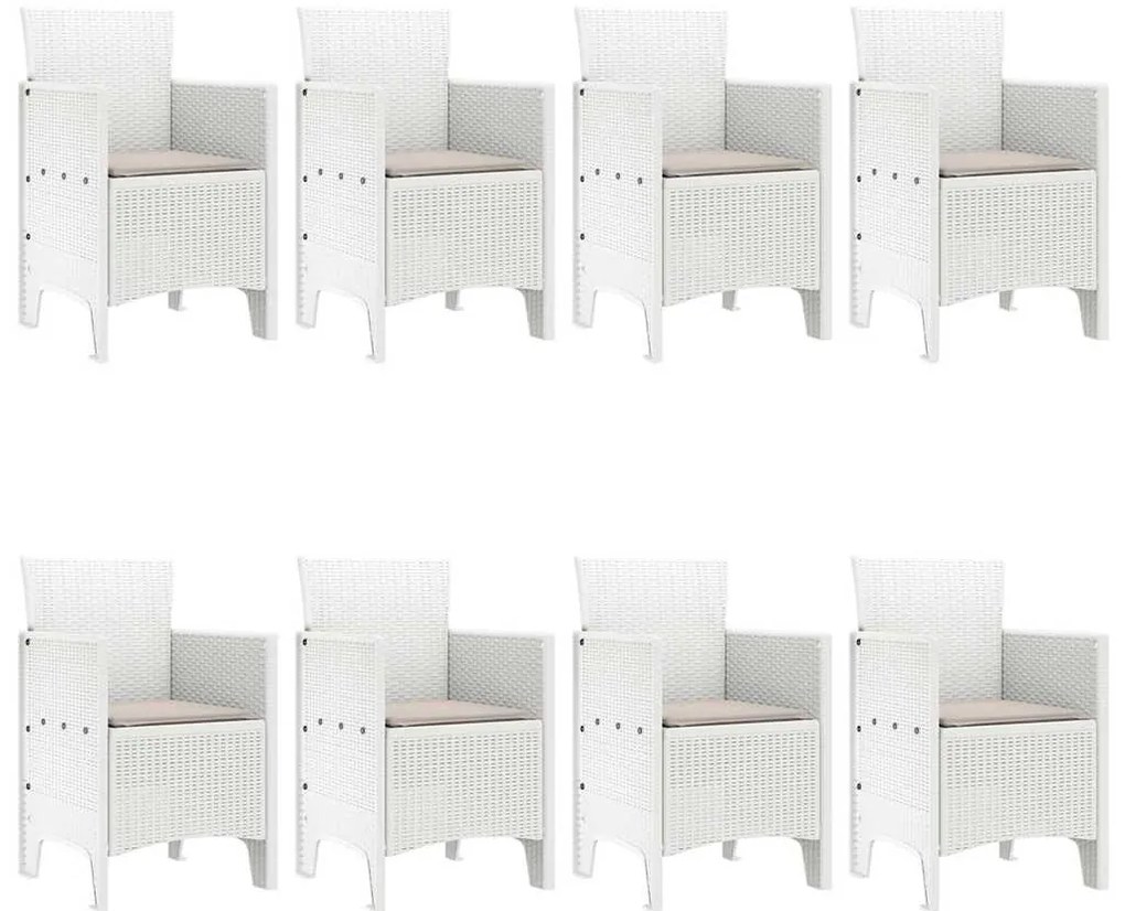 vidaXL Σέτ φαγητού για κήπο 9 pcs Λευκό Rattan Polt