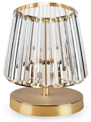 GLASSY 204-0064 Μοντέρνο Eπιτραπέζιο Φωτιστικό Μονόφωτο 1 x E27 IP20 Χρυσό Πλαστικό με Διάφανο Κρύσταλλο-Μ15 x Π15 Globostar-204 204-0064