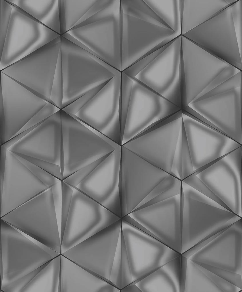 Ταπετσαρία Τοίχου Polygon Ασημί M34909 53 cm x 10 m