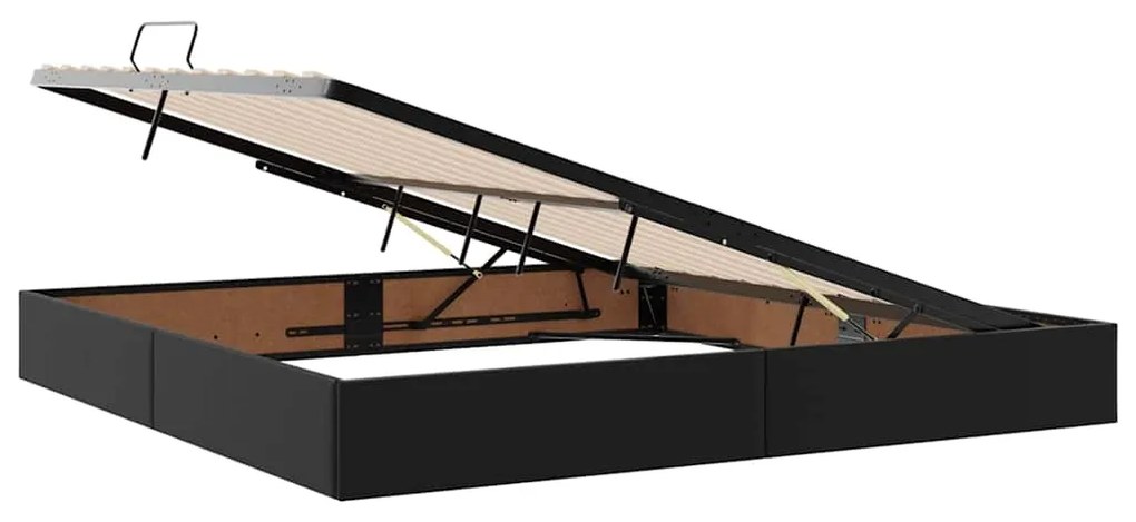 vidaXL Κρεβάτι Αποθήκης με στρώμα Μαύρο 200 x 200 cm Τεχνητό δέρμα