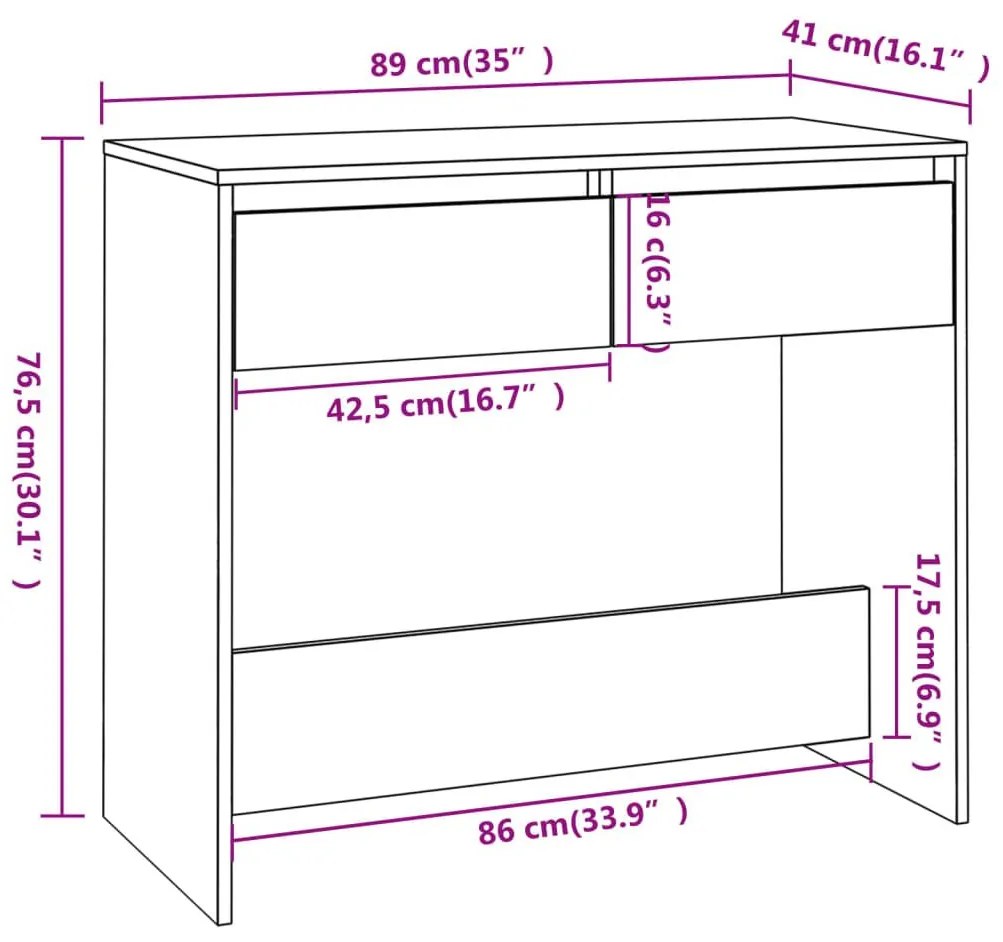 Τραπέζι Κονσόλα Γκρι Sonoma 89x41x76,5 εκ. Επεξεργασμένο Ξύλο - Γκρι