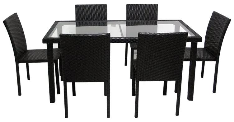 Τραπέζι φαγητού εξωτερικού χώρου και 6 καρέκλες σετ/7 - Πολυπροπυλένιο - 303-1336