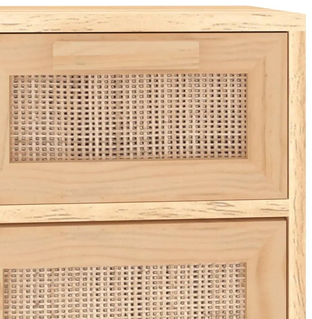 vidaXL Συρταριέρα Καφέ 60x30x75 εκ. Μασίφ Πεύκο &amp; Φυσικό Ρατάν