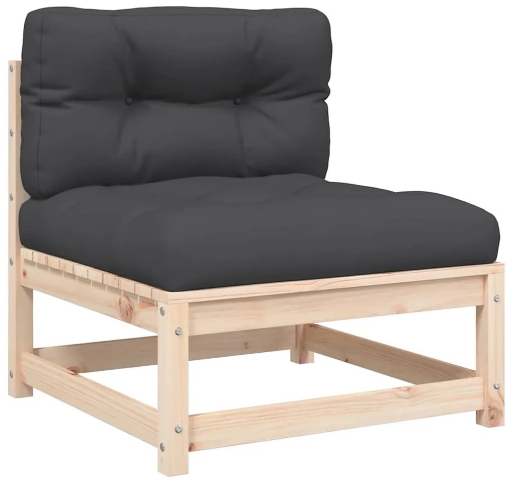 vidaXL Καναπές Κήπου Χωρίς Μπράτσα από Μασίφ Ξύλο Πεύκου με Μαξιλάρια