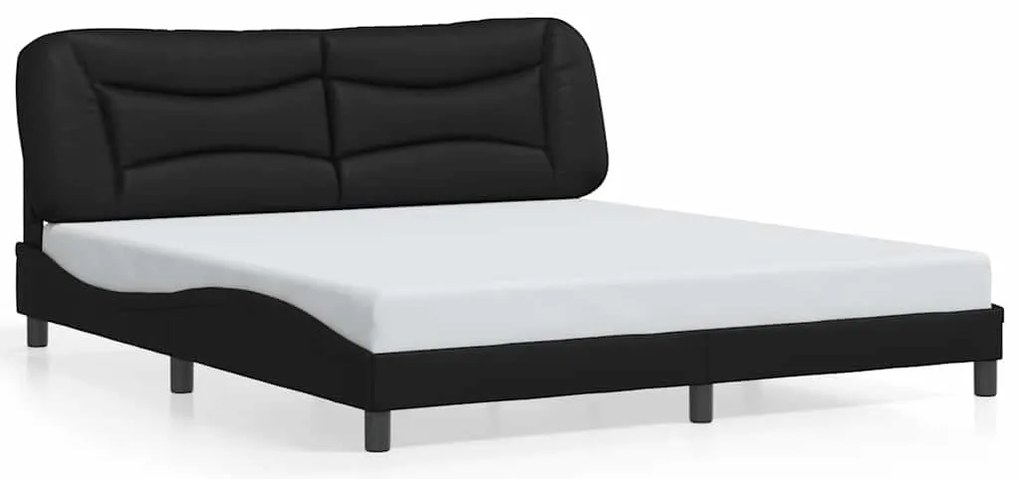 vidaXL Πλαίσιο Κρεβατιού με LED Μαύρο 180x200 εκ. Συνθετικό Δέρμα