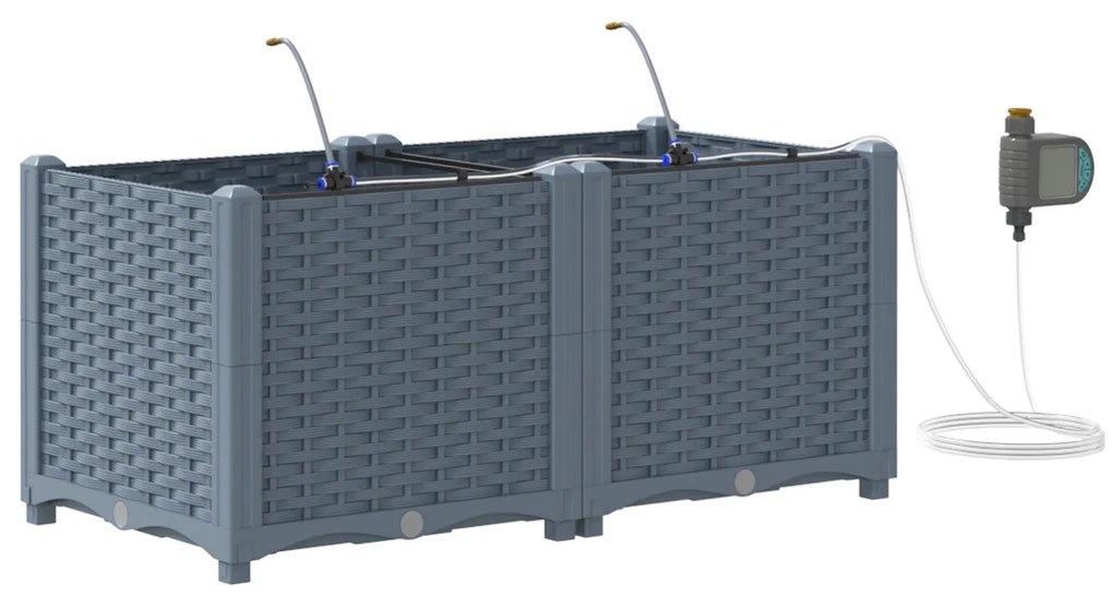 vidaXL Γλάστρες Κήπου 1 τεμ Ανοιχτό γκρι 80 x 40 x 37.5 cm Πλαστικό