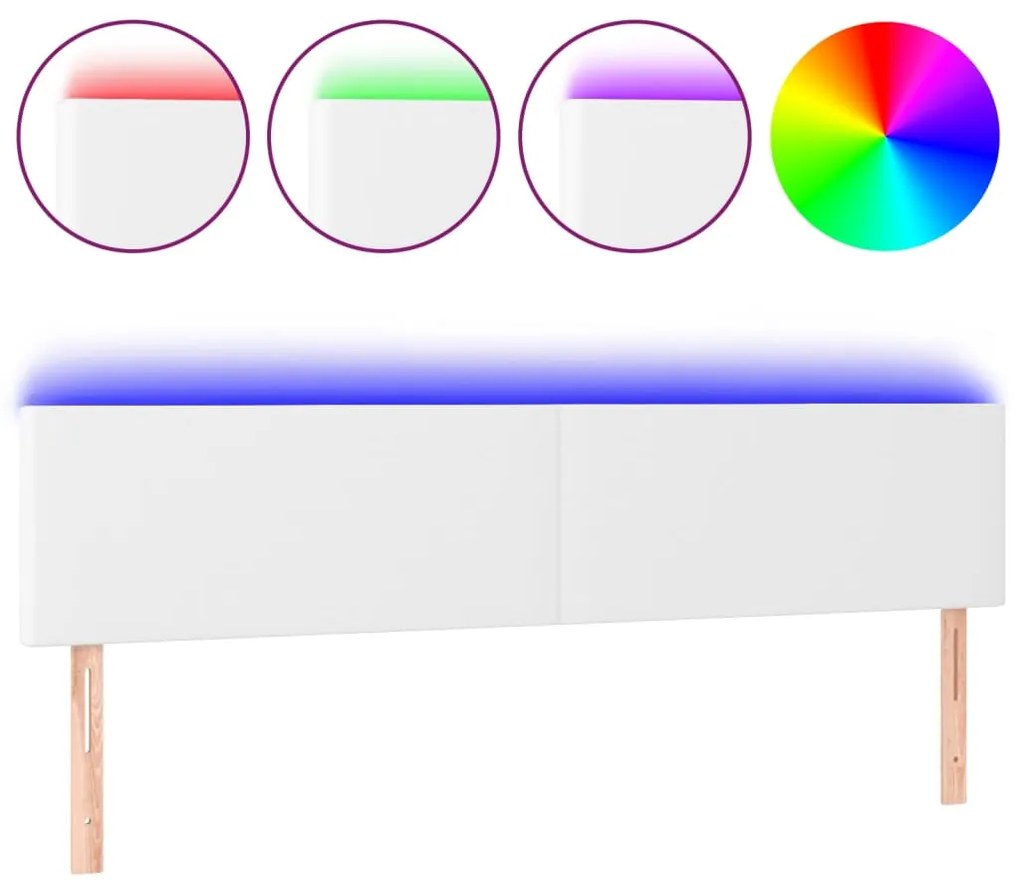 Κεφαλάρι Κρεβατιού LED Λευκό 180x5x78/88 εκ. Συνθετ. Δέρμα 3121435