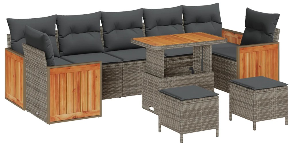 vidaXL Σετ Καναπέ Κήπου 10 pcs Γκρι, Σκούρο γκρι 90 x 55 x 71 cm