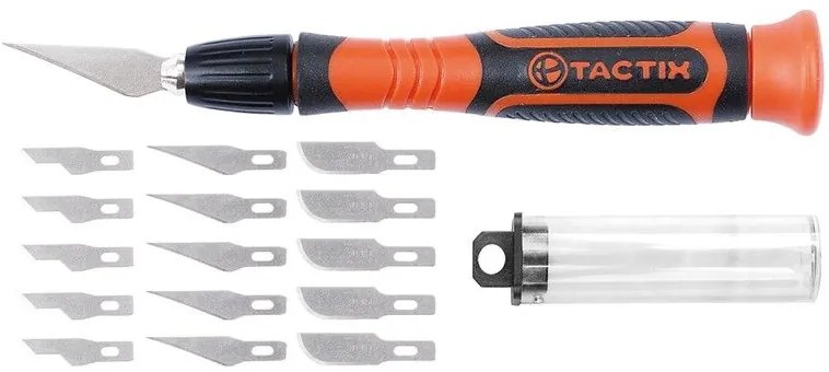 Tactix 545291 Λεπίδες Ξυλογλυπτικής Με Αντιολισθητική Λαβή &amp; 15 Λάμες Sk5, Σετ 17 Τεμ