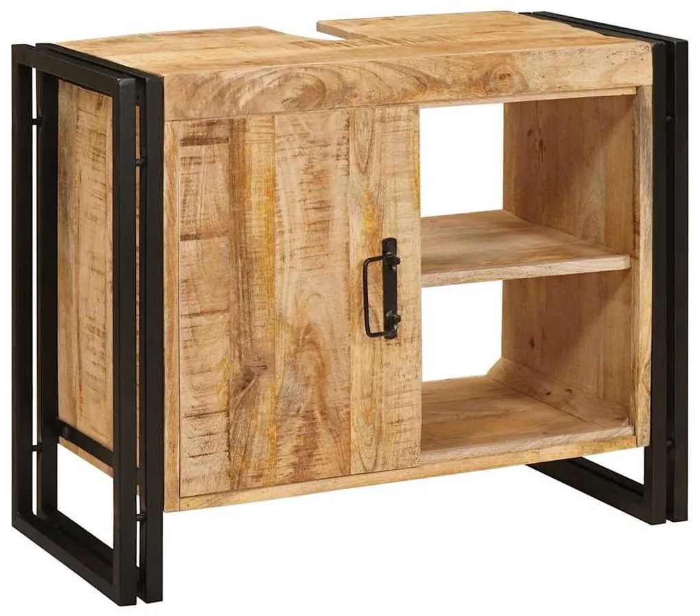 Ντουλάπι νιπτήρα μπάνιου με πόρτα Μασίφ ξύλο μάνγκο και Σίδερο