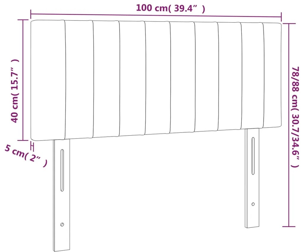 vidaXL Κεφαλάρι Κρεβατιού LED Μαύρο 100x5x78/88 εκ. Υφασμάτινο
