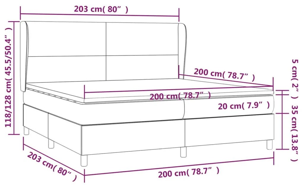 Κρεβάτι Boxspring με Στρώμα Μαύρο 200x200 εκ. Υφασμάτινο - Μαύρο