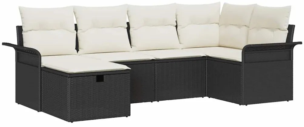 vidaXL Σετ Καναπέ Κήπου 6 pcs Μαύρο και κρεμ 242.5 x 132.5 x 85 εκ.