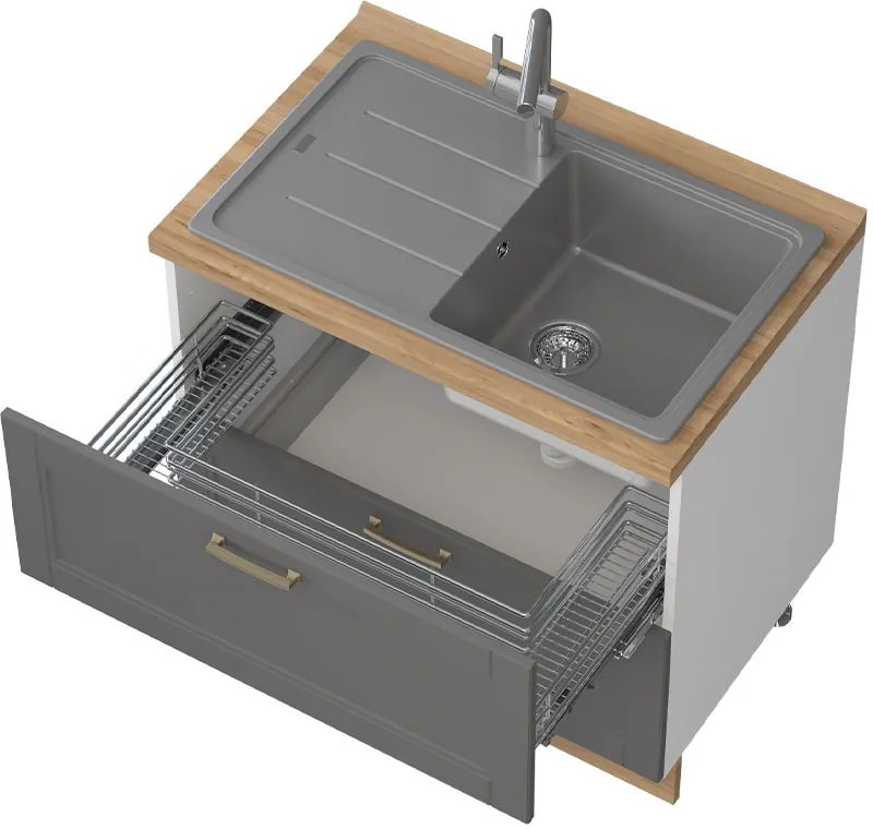 Επιδαπέδιο ντουλάπι νεροχύτη Tahoma R-90-2MZ-Γραφίτης