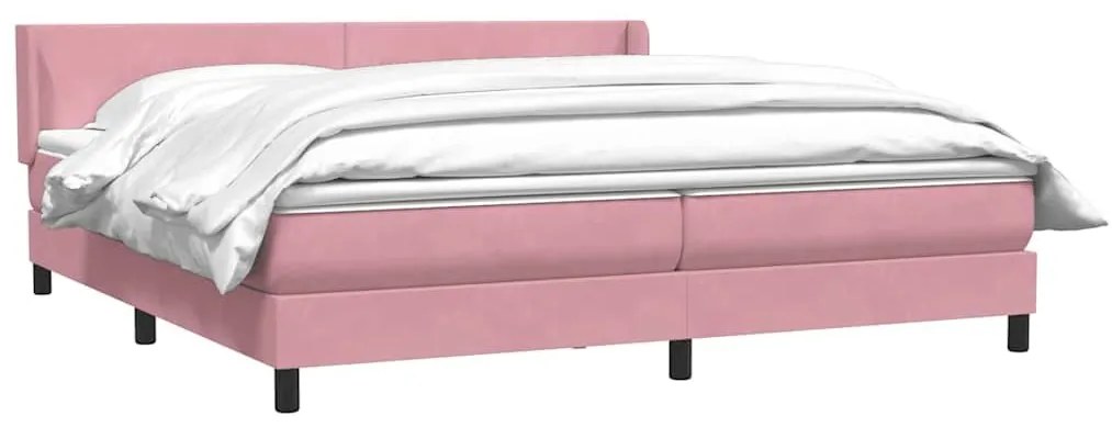 Box Spring κρεβάτι με στρώμα ροζ 200x220 cm Βελούδινο - Ροζ