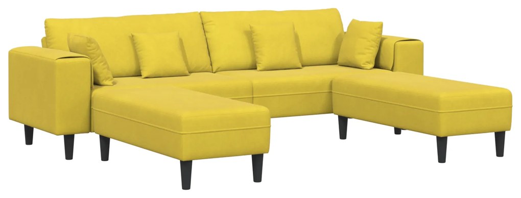 vidaXL Βελούδινος καναπές με μαξιλάρι 3 pcs Κίτρινο 208 εκ. Βελούδο