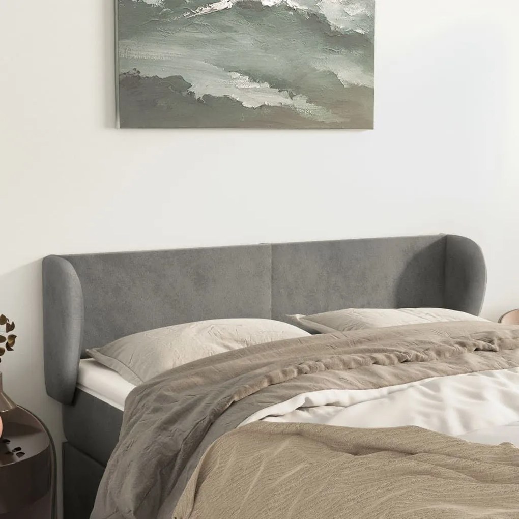 Κεφαλάρι με Πτερύγια Ανοιχτό Γκρι 147x23x78/88 εκ. Βελούδινο 3116912