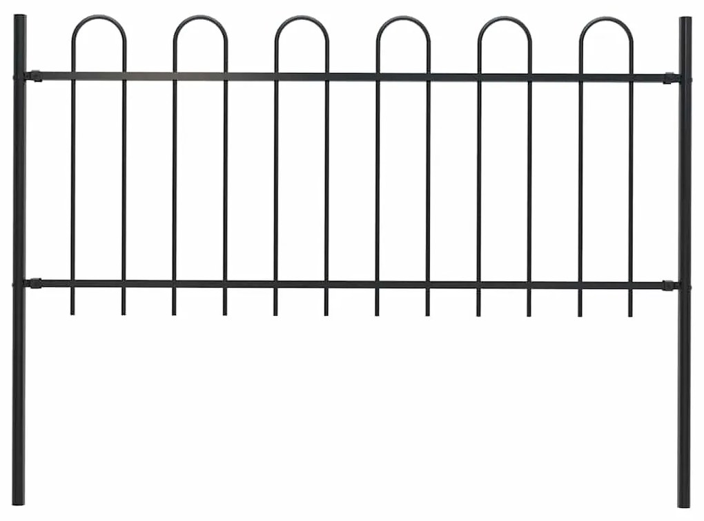 vidaXL Φράχτης Κήπου με Κορυφή από Ατσάλι 181 x 100 εκ. Μαύρος