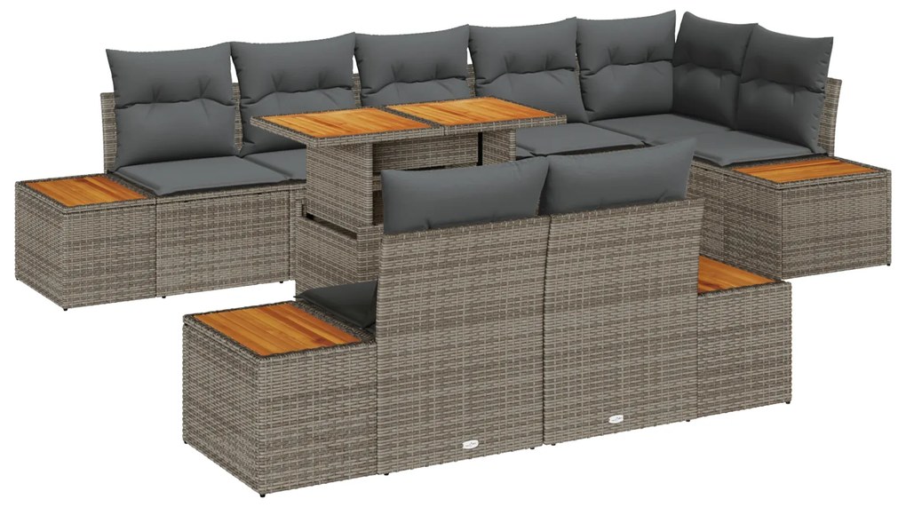 vidaXL Σέτ φαγητού για κήπο 9 pcs Γκρι, Καφέ 100 x 55 x 73 εκ