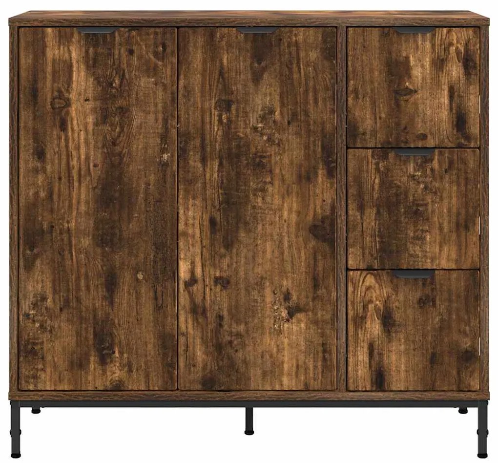 vidaXL Πλαϊνό γραφείο με συρτάρι Καπνιστό Δρύς 89,5 x 33 x 82 εκ.