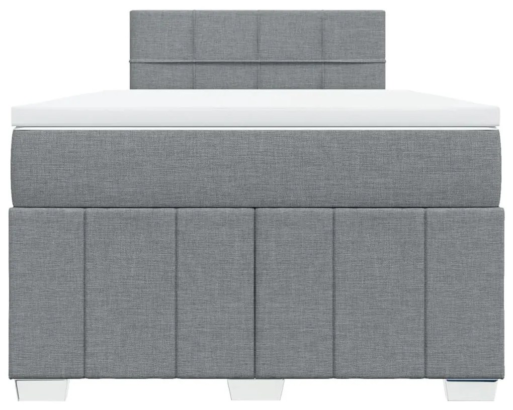 Κρεβάτι Boxspring με Στρώμα Ανοιχτό Γκρι 120x200 εκ. Υφασμάτινο - Γκρι