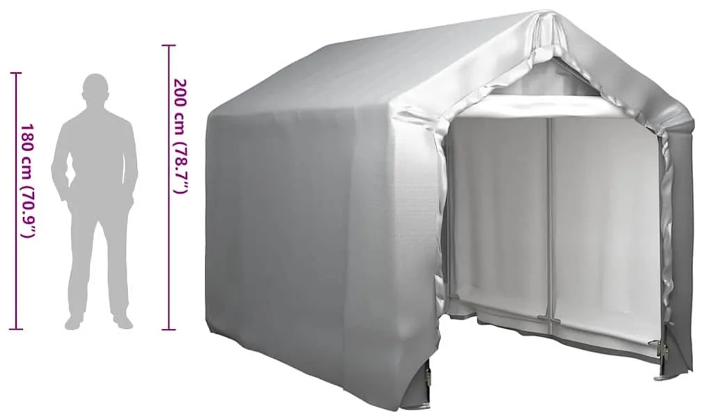 vidaXL Τέντα Αποθήκευσης Γκρι 180 x 300 εκ. Ατσάλινη