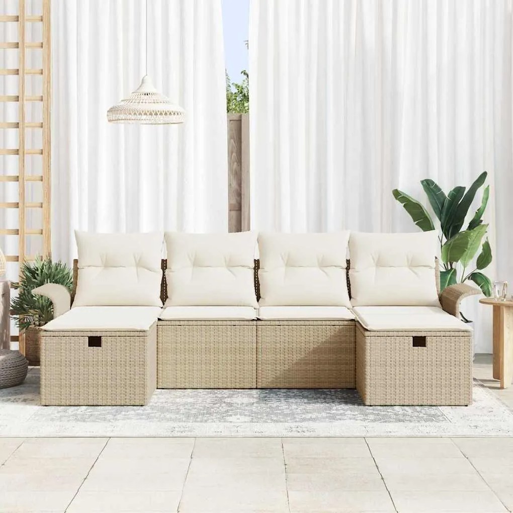 vidaXL Σετ Καναπέ Κήπου 6 pcs μπεζ και κρεμ 251 x 117 x 85 εκ.