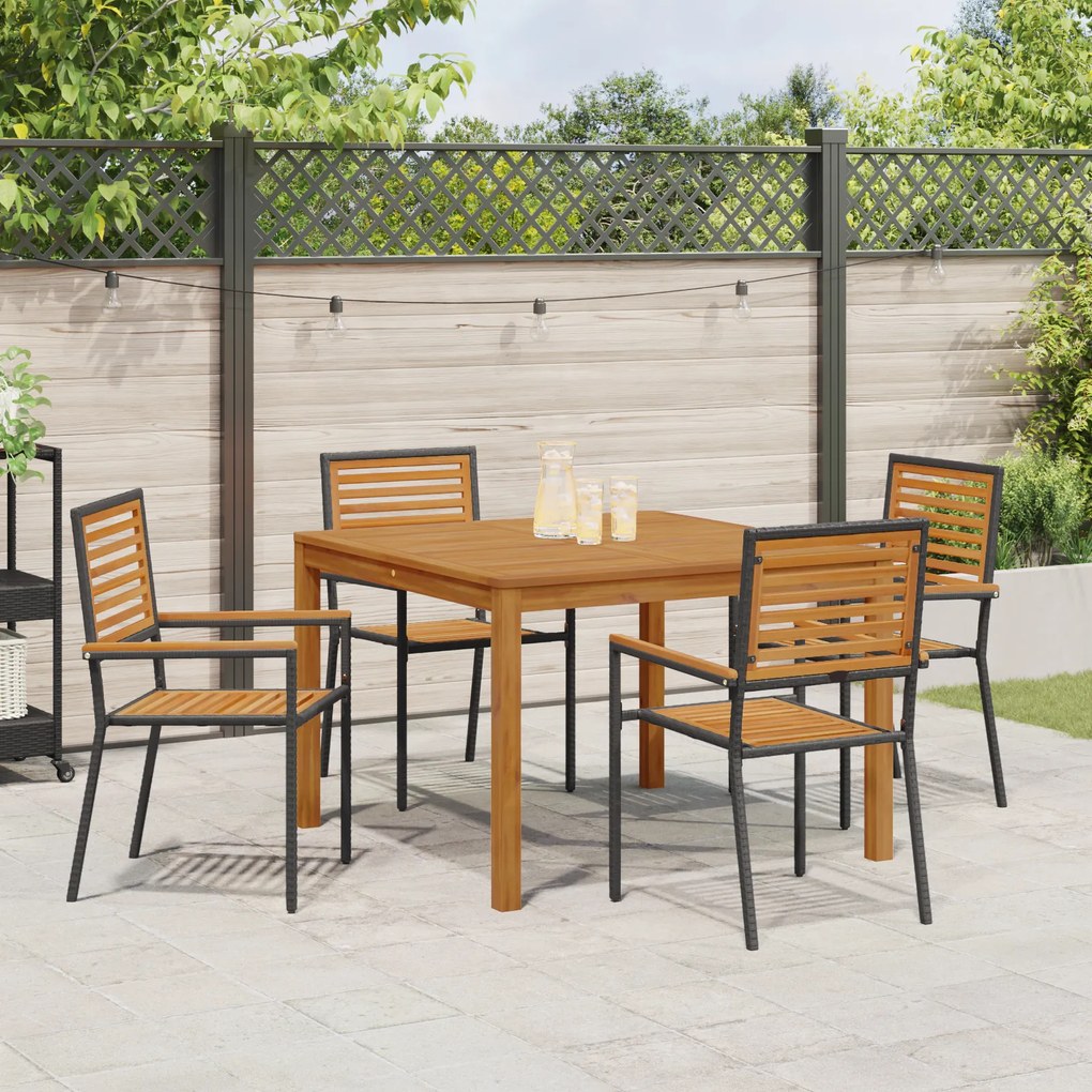 vidaXL Σετ Τραπεζαρίας Κήπου 5 pcs Μαύρο 110 x 110 x 75 cm
