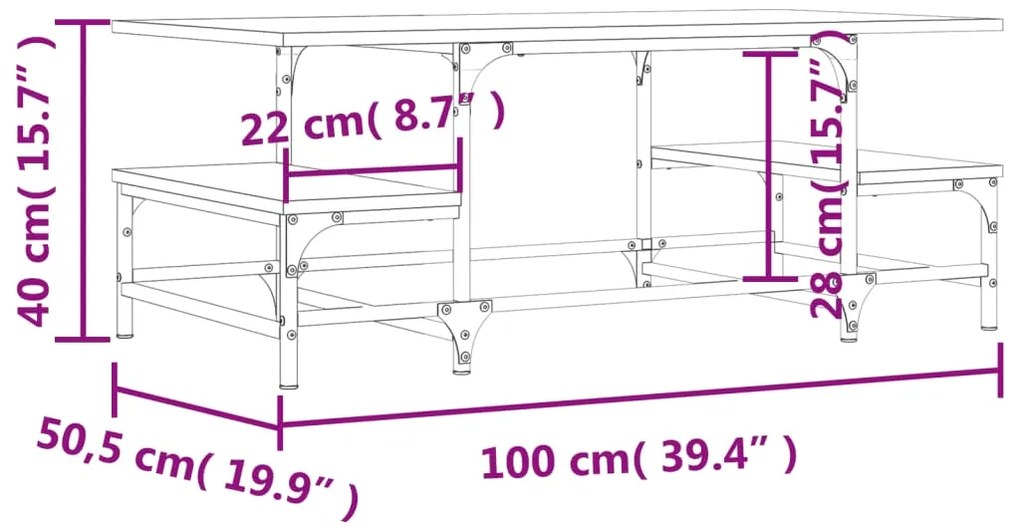 ΤΡΑΠΕΖΑΚΙ ΣΑΛΟΝΙΟΥ ΜΑΥΡΟ 100X50,5X40 ΕΚ. ΑΠΟ ΕΠΕΞΕΡΓΑΣΜΕΝΟ ΞΥΛΟ 835374