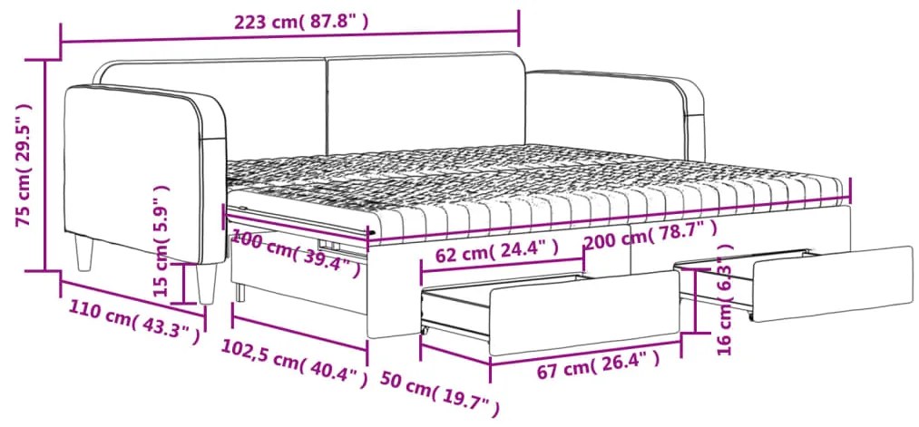 Καναπές Κρεβάτι Συρόμενος Taupe 100x200εκ. Υφασμάτινος Συρτάρια - Μπεζ-Γκρι