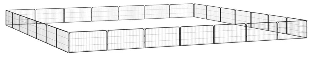 vidaXL Παρκοκρέβατο Σκύλου 28 Πάνελ Μαύρο 100x50εκ Ατσάλι Βαφή Πούδρας