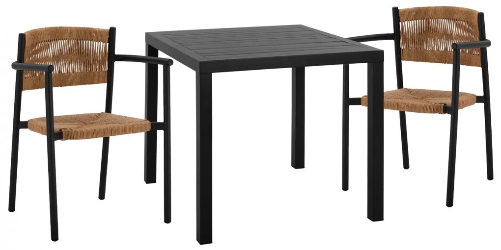 Σετ Κήπου Τραπεζαρία HM11438 3 τεμ Αλουμινίου Ανθρακί με Τραπέζι Polywood 80x80x75.5 εκ. &amp; 2 Καρέκλες