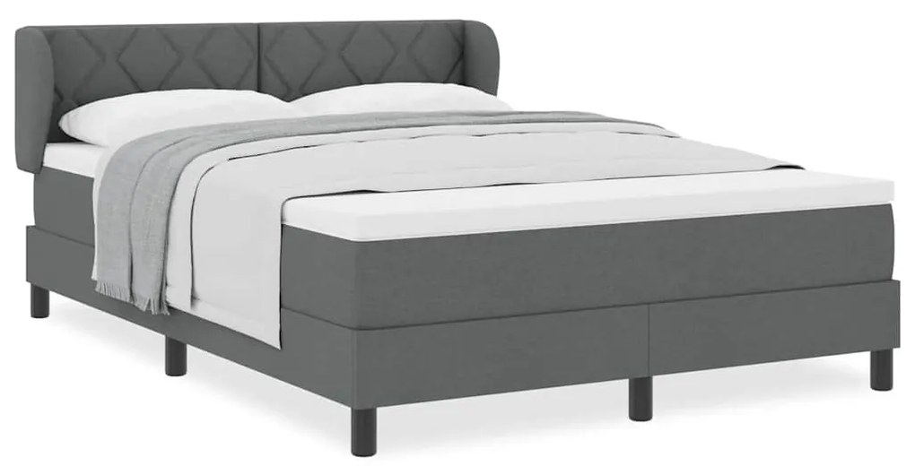 vidaXL Κρεβάτι box spring με στρώμα Σκούρο γκρι 140 x 200 cm ύφασμα