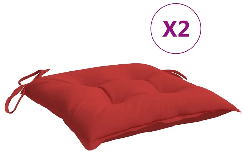 vidaXL Μαξιλάρια Καρέκλας 2 τεμ. Κόκκινα 50 x 50 x 7 εκ. Υφασμάτινα