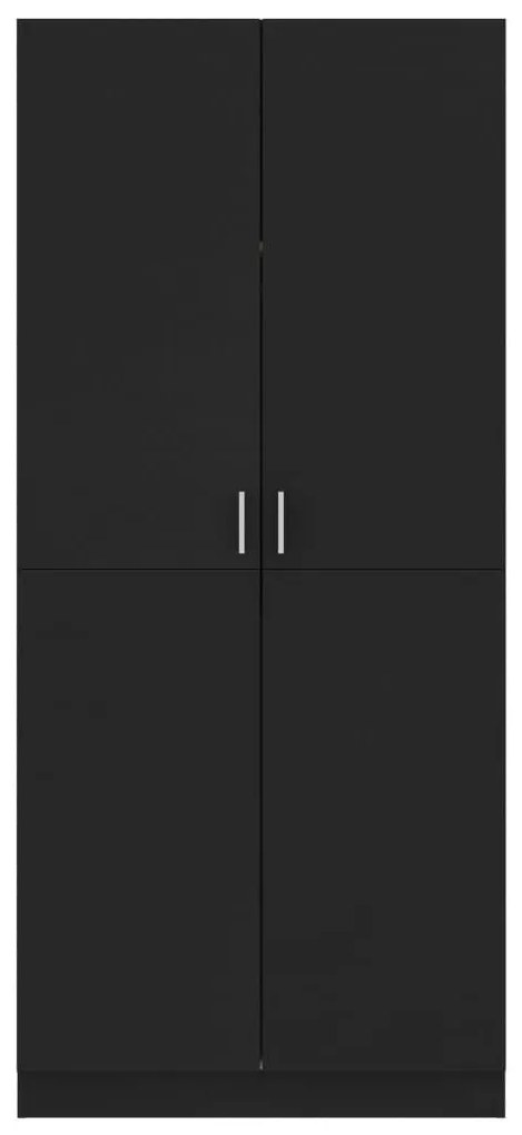 Ντουλάπα Μαύρη 80 x 52 x 180 εκ. από Επεξ. Ξύλο - Μαύρο