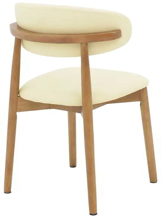 Καρέκλα Ubene pakoworld rubberwood και pu σε καρυδί και μπεζ απόχρωση 46x58x79εκ